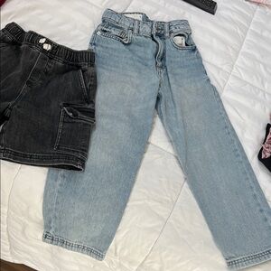 Zara Light Blue Jeans and Black Shorts Set